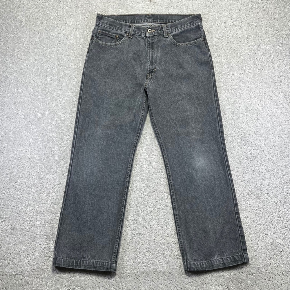 Faded Glory Jeans Mens 34x27 Black Wash Relaxed Straight Leg 100% Cotton Baggy